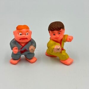 Vintage 1986 SOMA Karate Kids Rubber Mini Figures Lot of 2 80s Arcade Toy